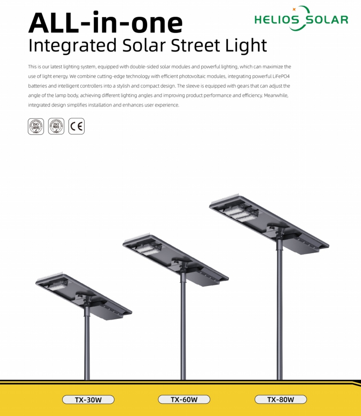 30W-150W All In One Solar Street Light With Bird Arresters