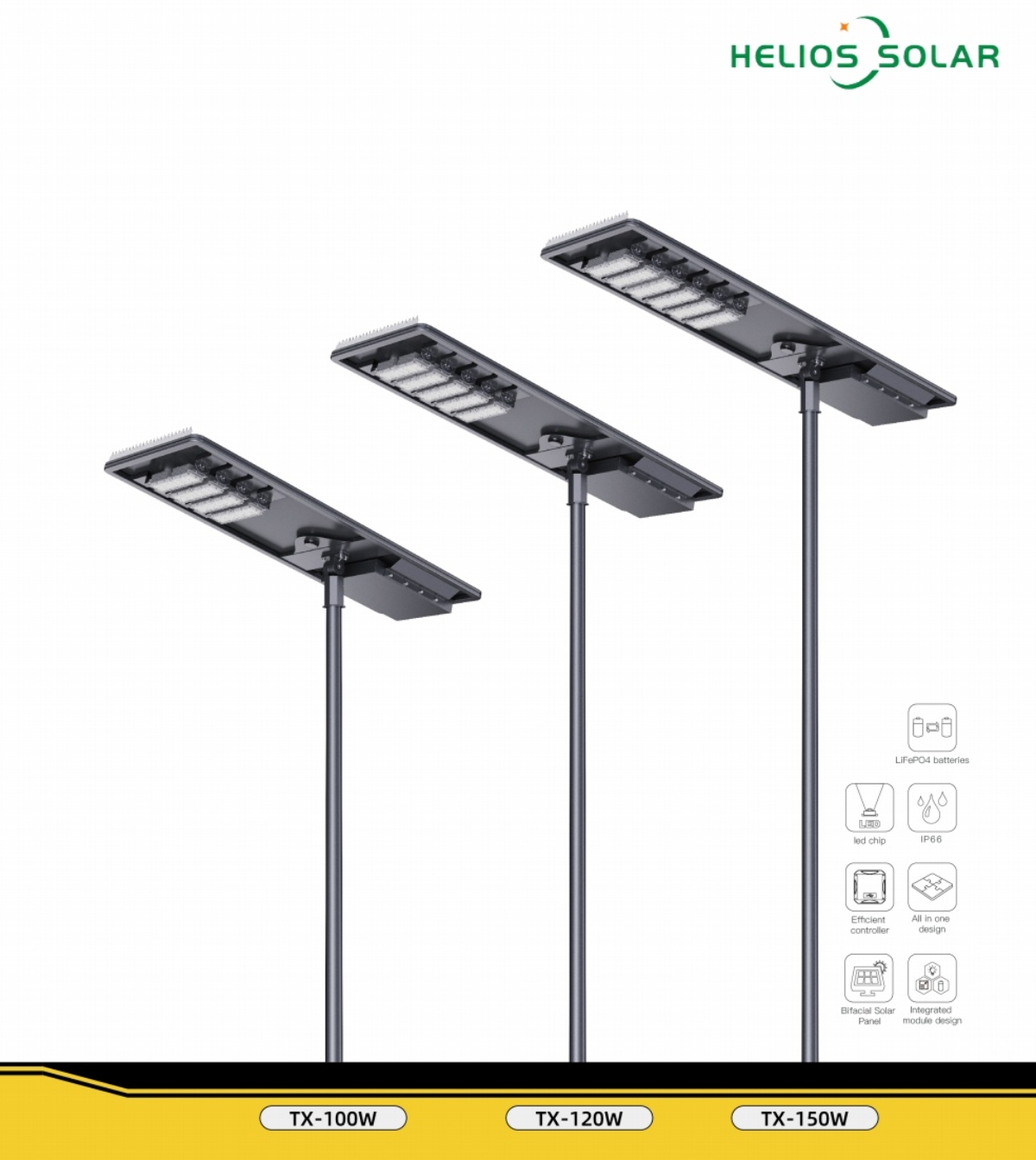 30W-150W All In One Solar Street Light With Bird Arresters